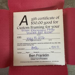 Individual Item - Ben Franklin $50 Gift Card